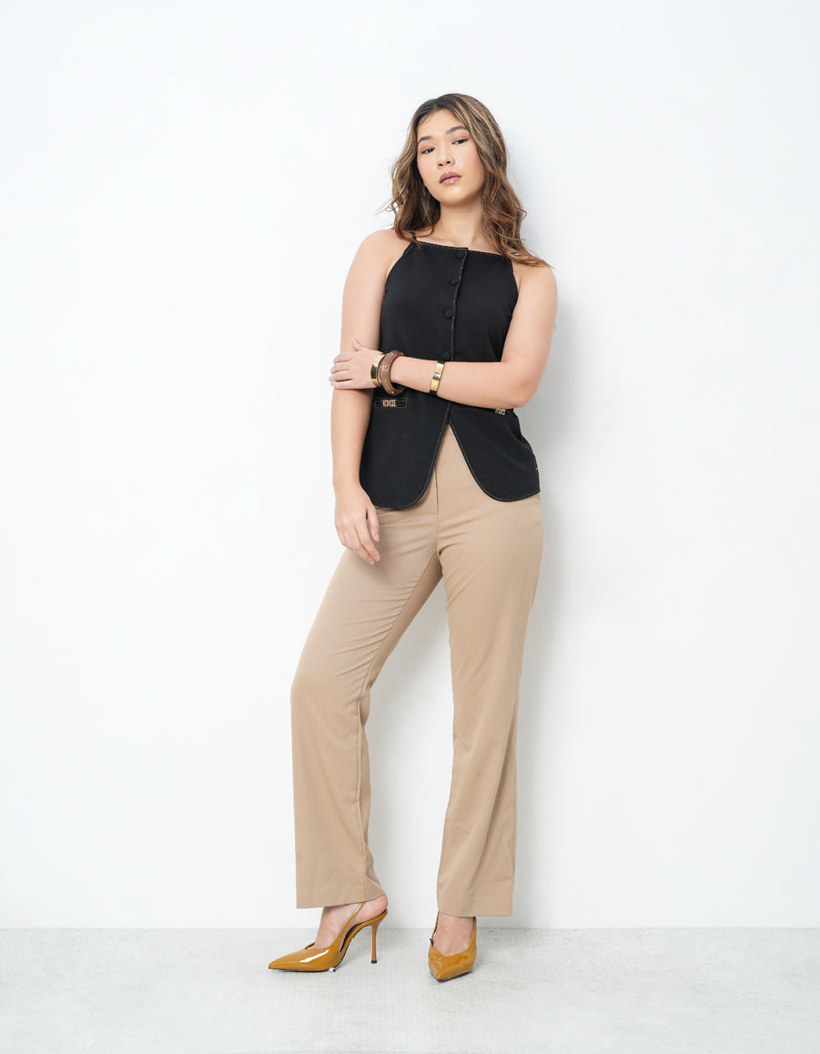 Knitted Black Denim Sleeveless Top-5