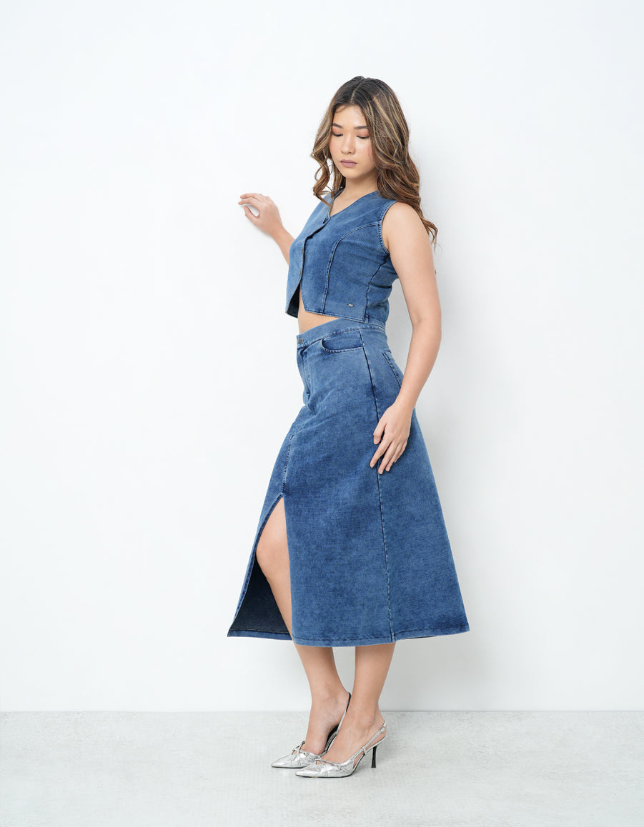 Waist Coat & Skirt Denim Co-Ords-3