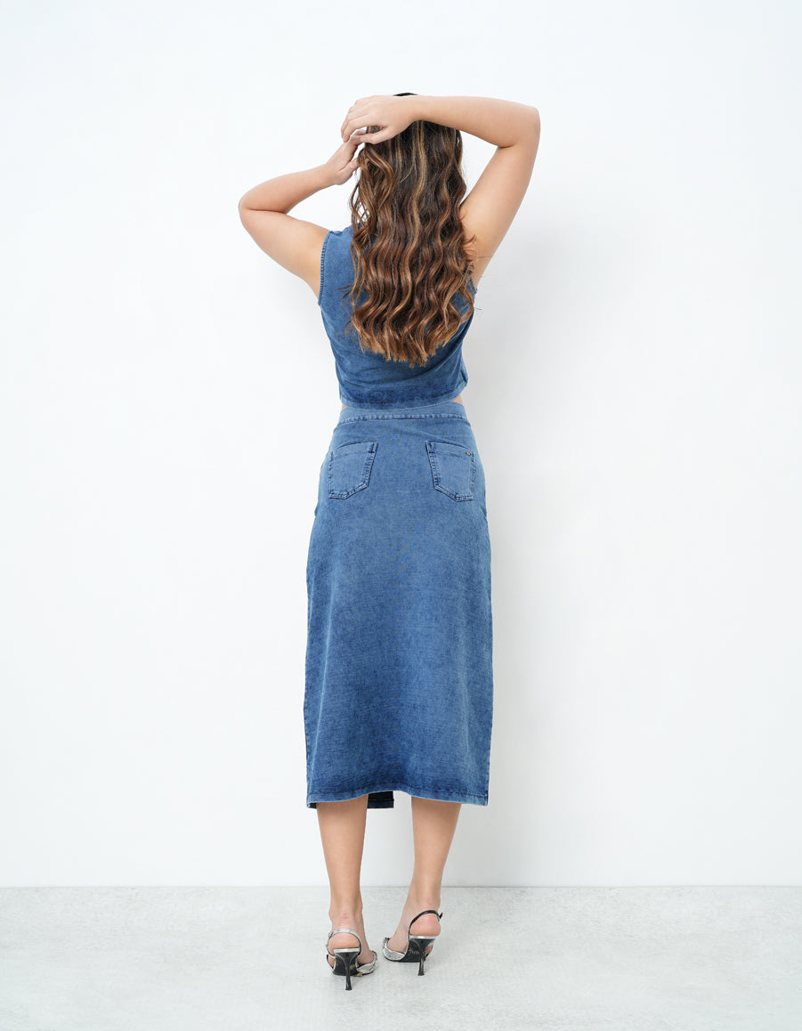 Waist Coat & Skirt Denim Co-Ords-4