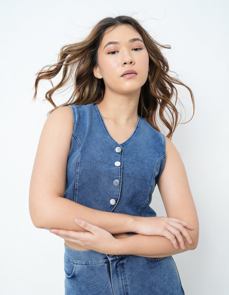 Denim Waist Coat-4