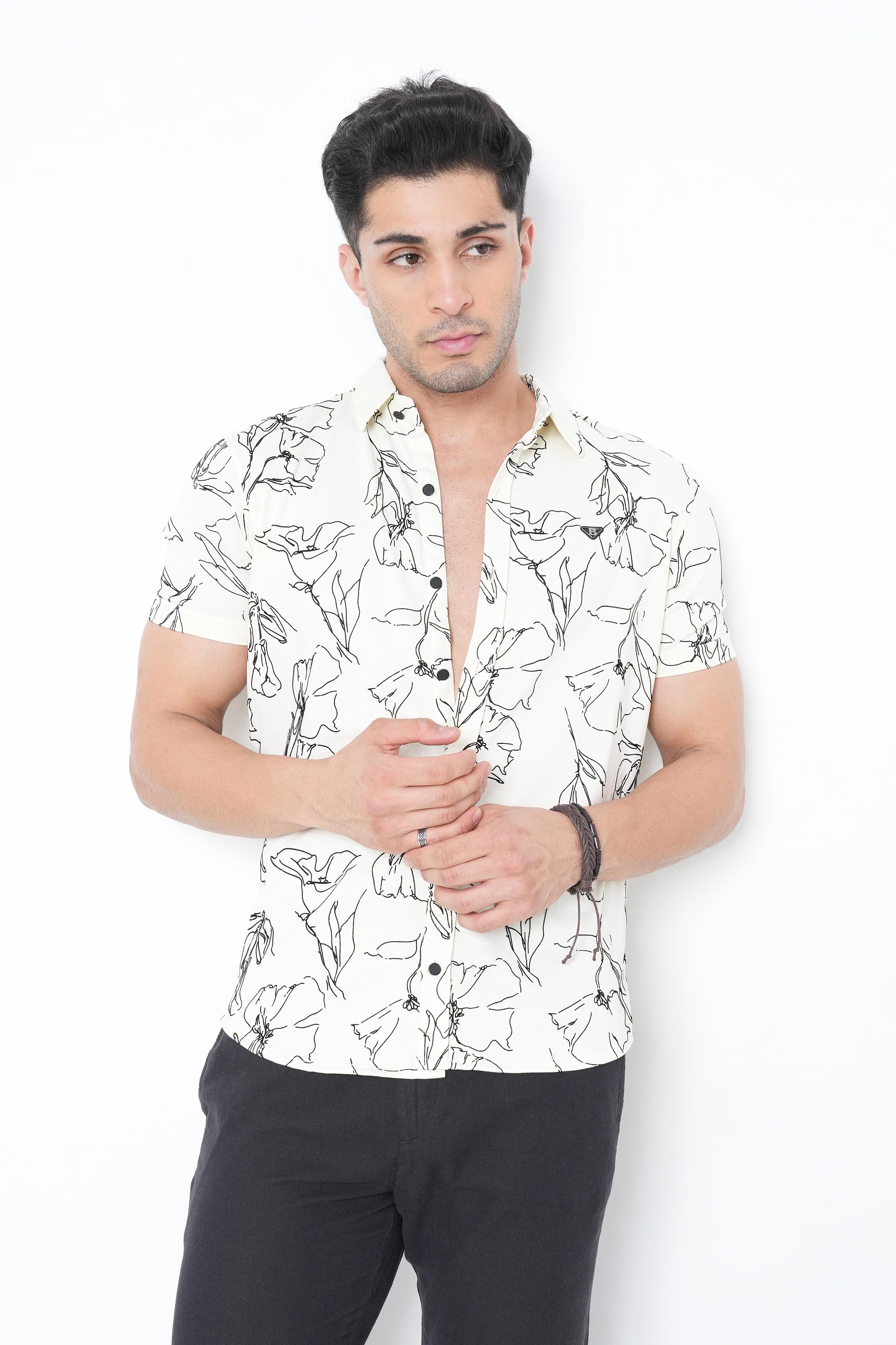 Off-White Floral Printed Shirt
