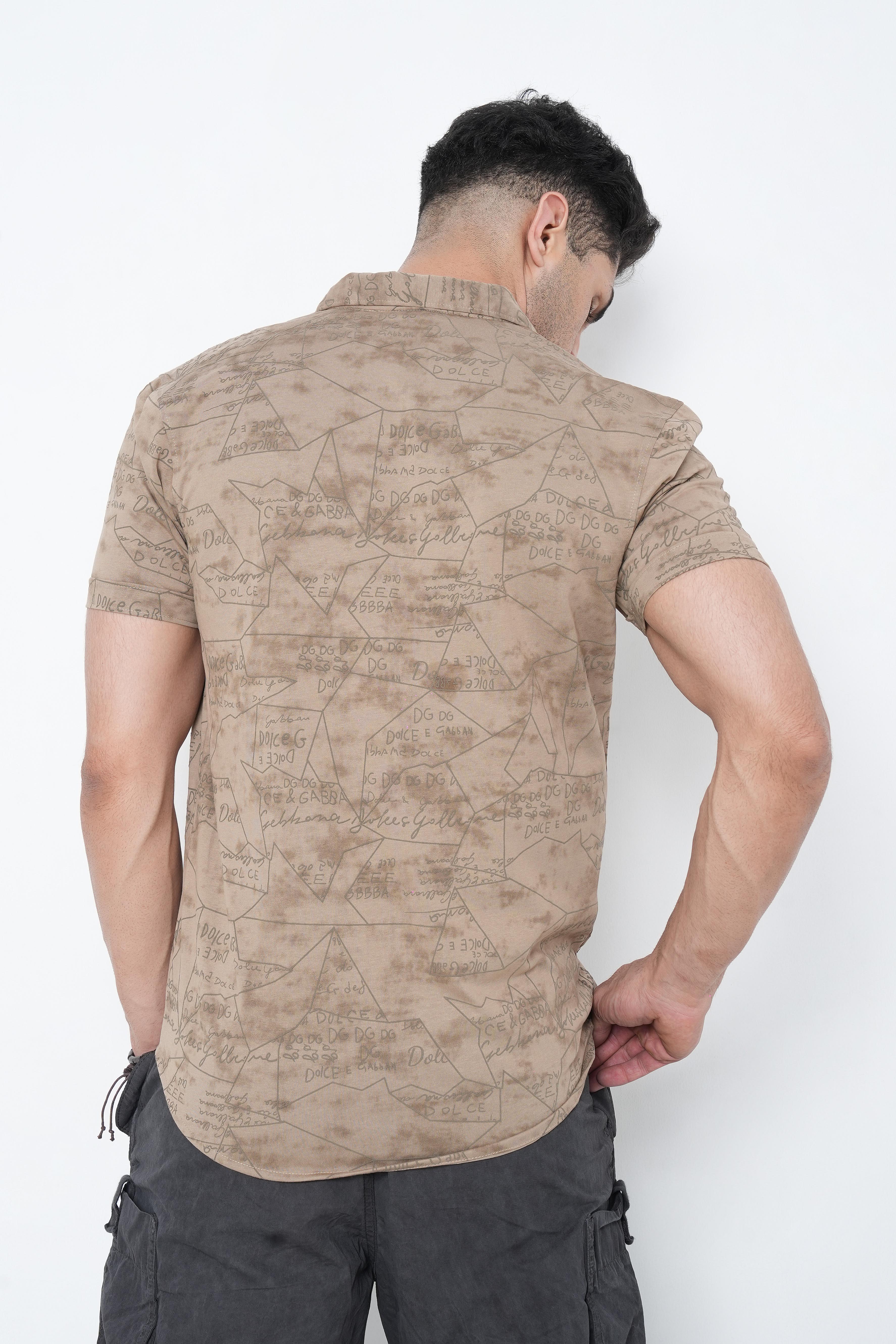 Khaki Floral Printed Shirt-5