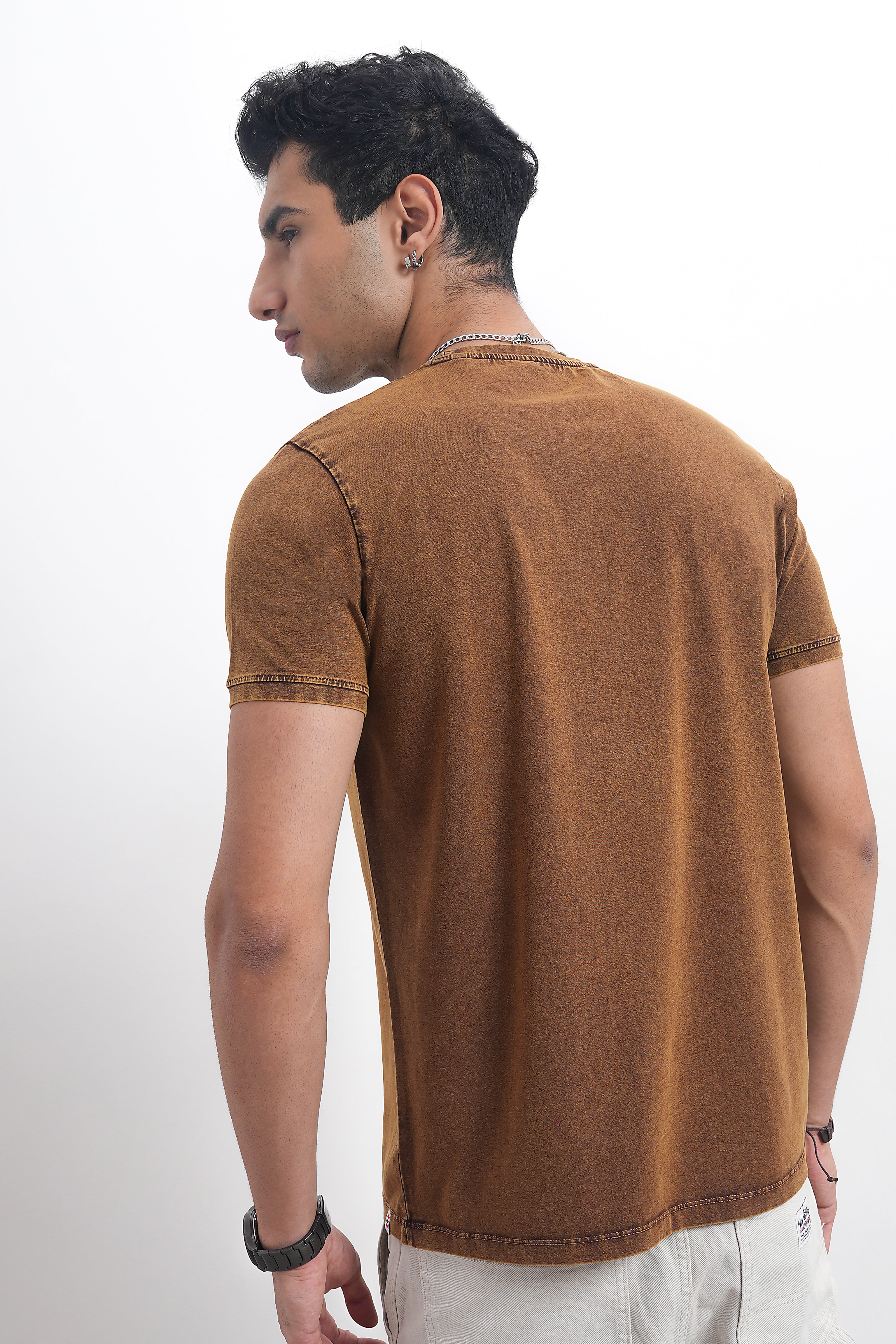 Men’s Acid-Wash Graphic Tee – Earth Tone Floral Edition-4