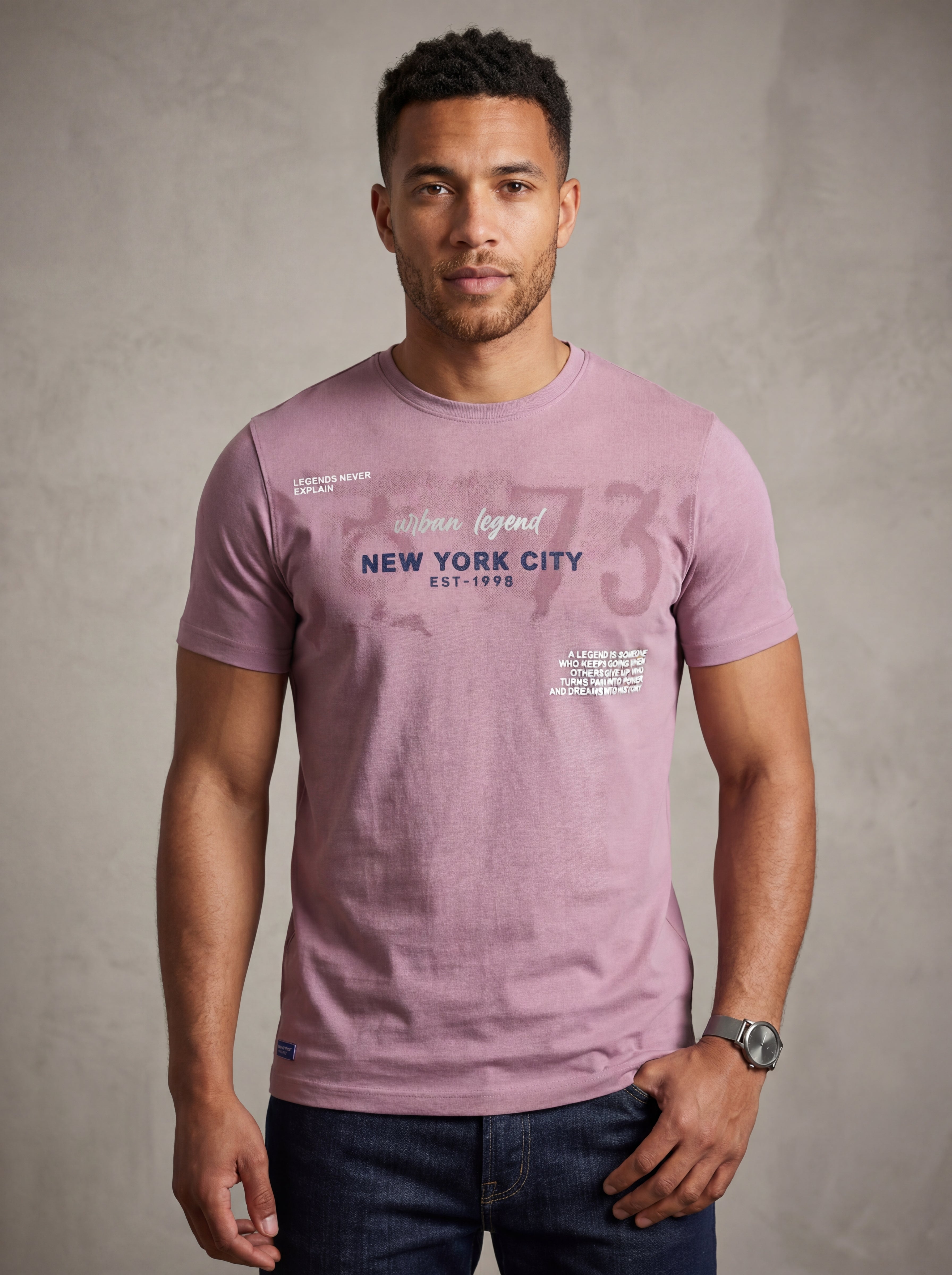 Bonnaty "Urban Legend" New York City Graphic Lilac T-Shirt-4