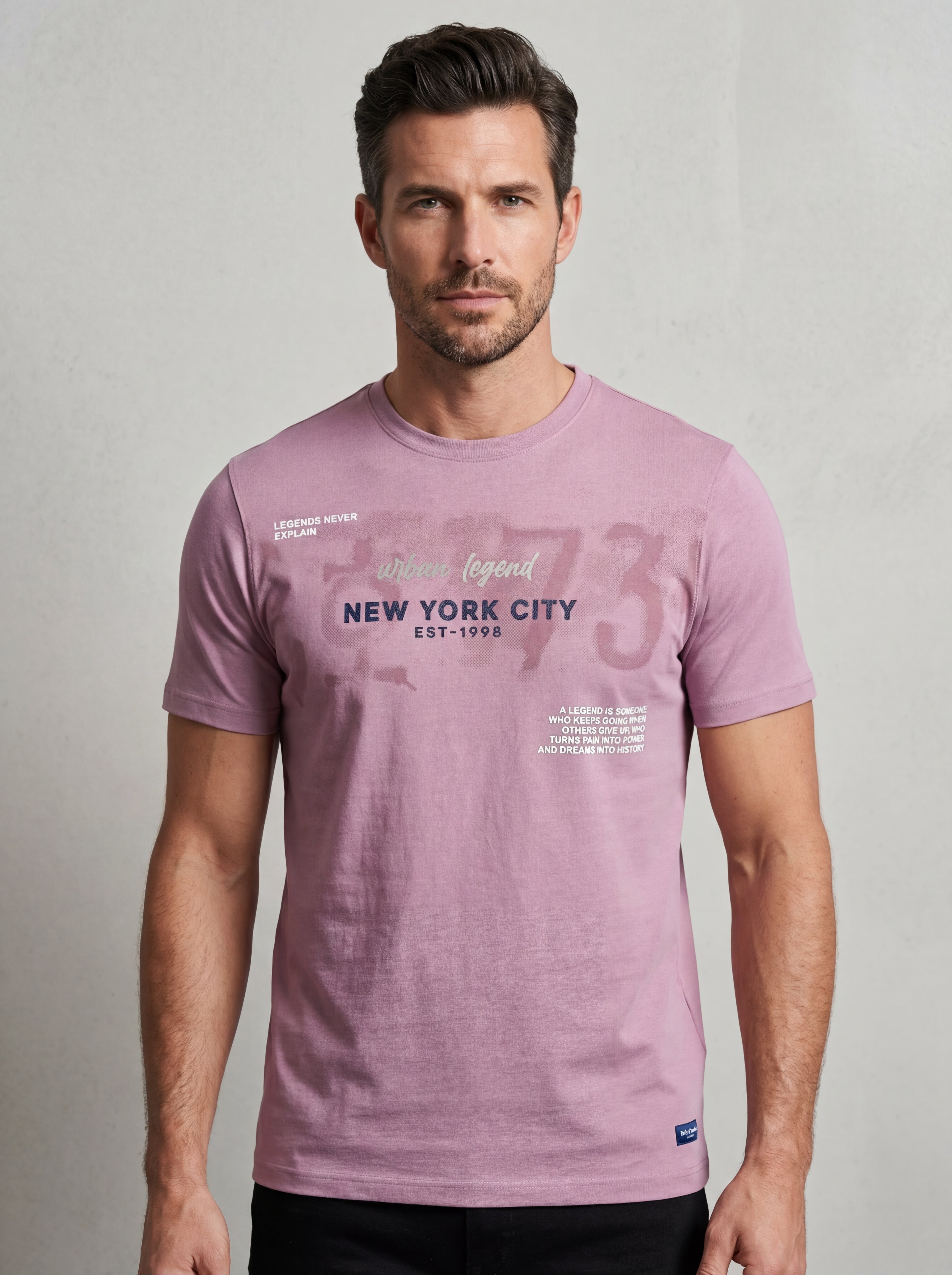 Bonnaty "Urban Legend" New York City Graphic Lilac T-Shirt-3