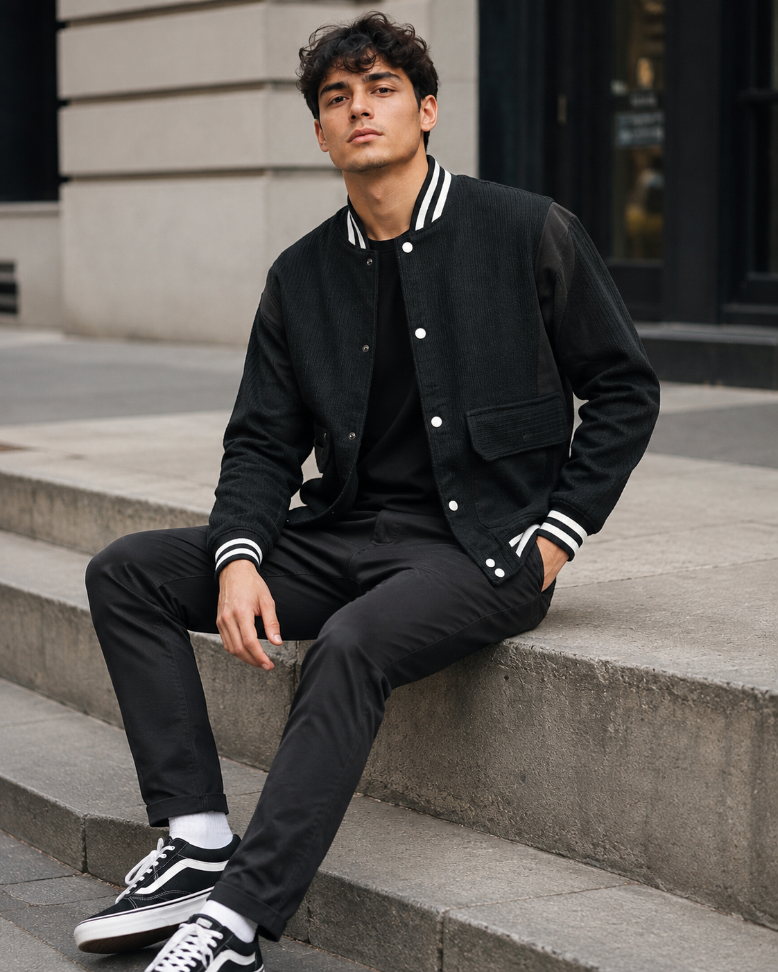Black Bomber jacket-1
