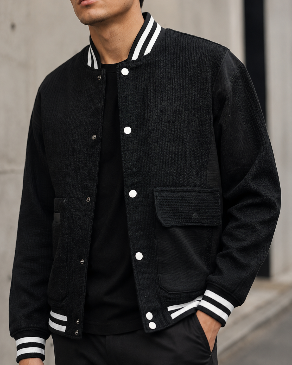 Black Bomber jacket-2