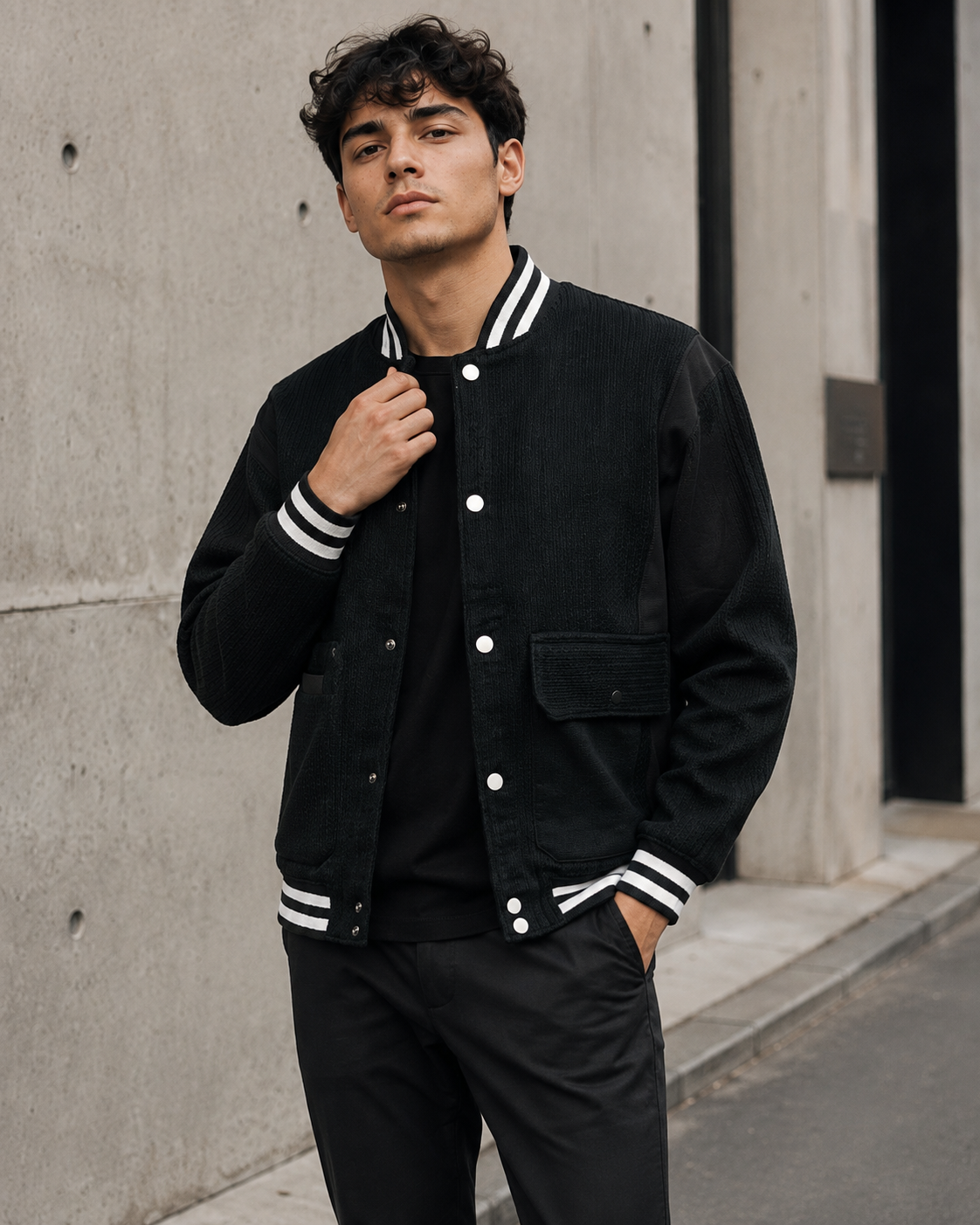 Black Bomber jacket-4