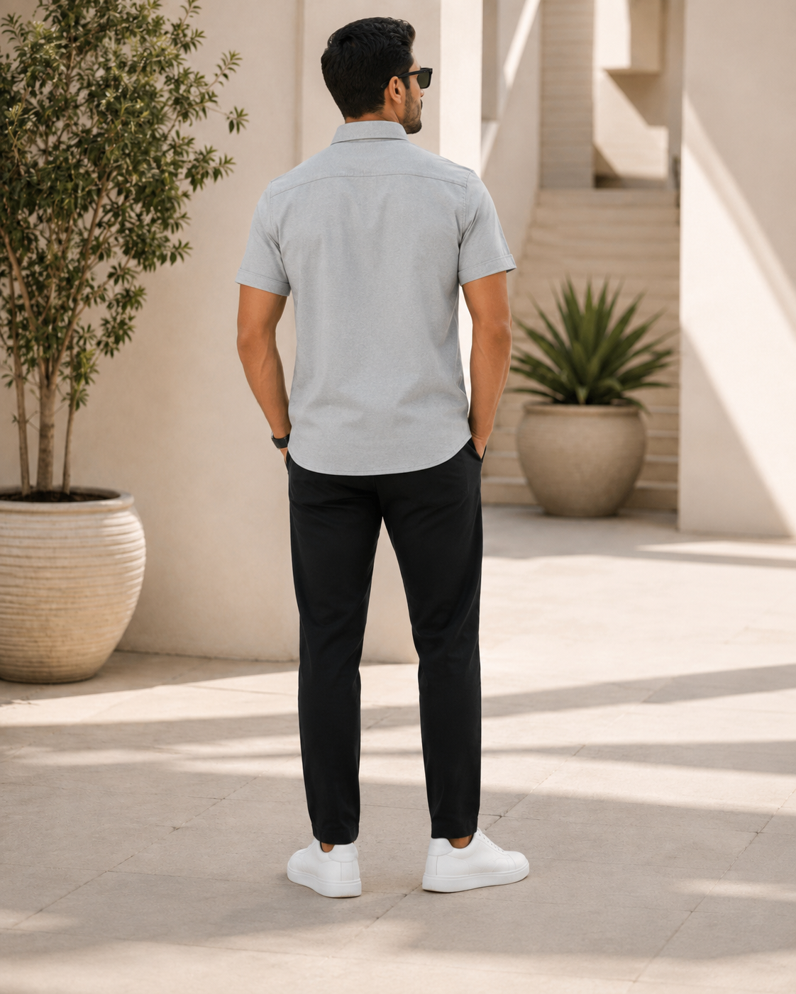 Cement Grey Textured Casual Shirt-5