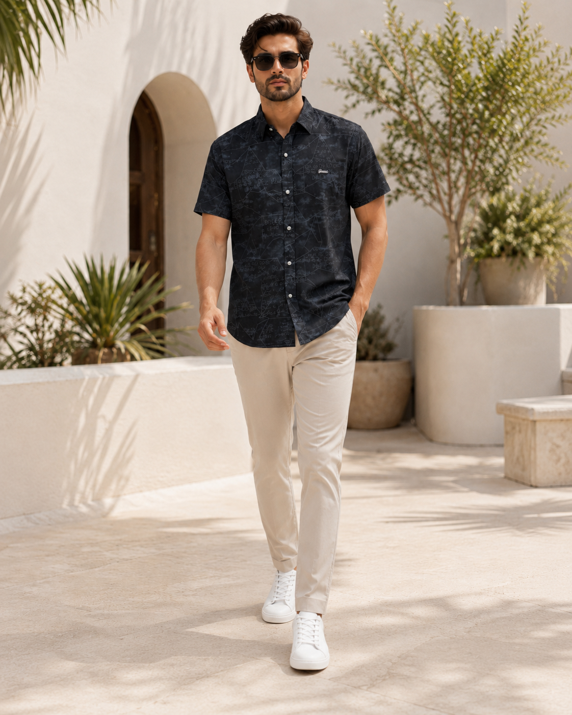 Classic Black Textured Casual Shirt
