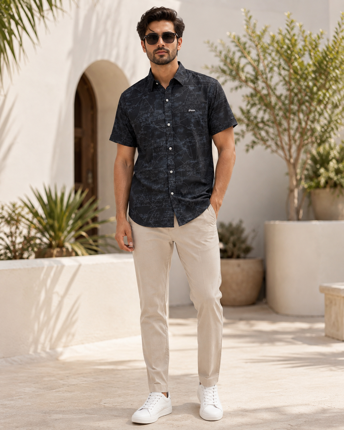 Classic Black Textured Casual Shirt-3