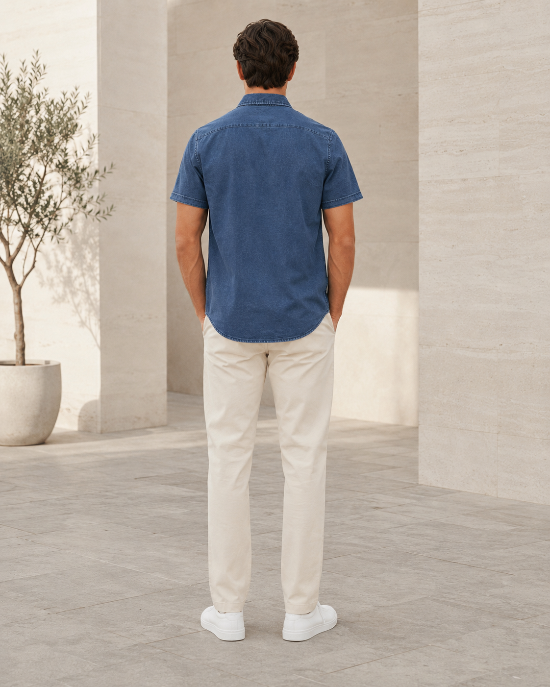 Men Slate Blue Textured Casual Shirt-5
