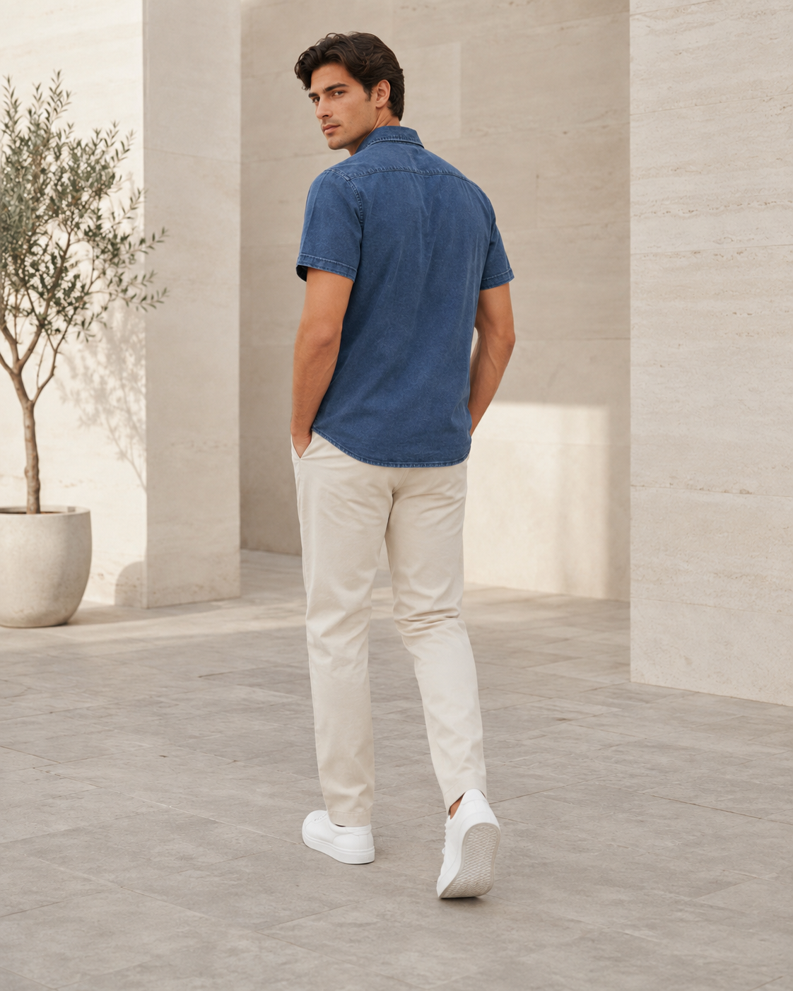 Men Slate Blue Textured Casual Shirt-4