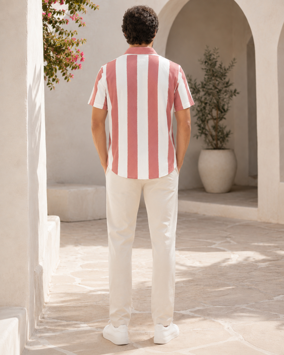 Men Soft Peach Textured Casual Shirt-5