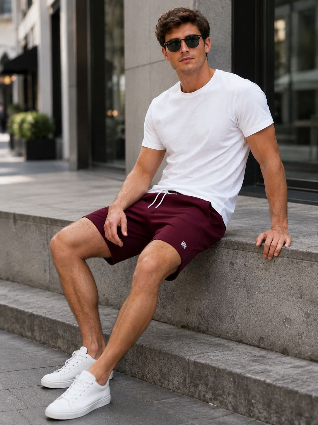 Men Maroon Relaxed Fit Casual Shorts-4