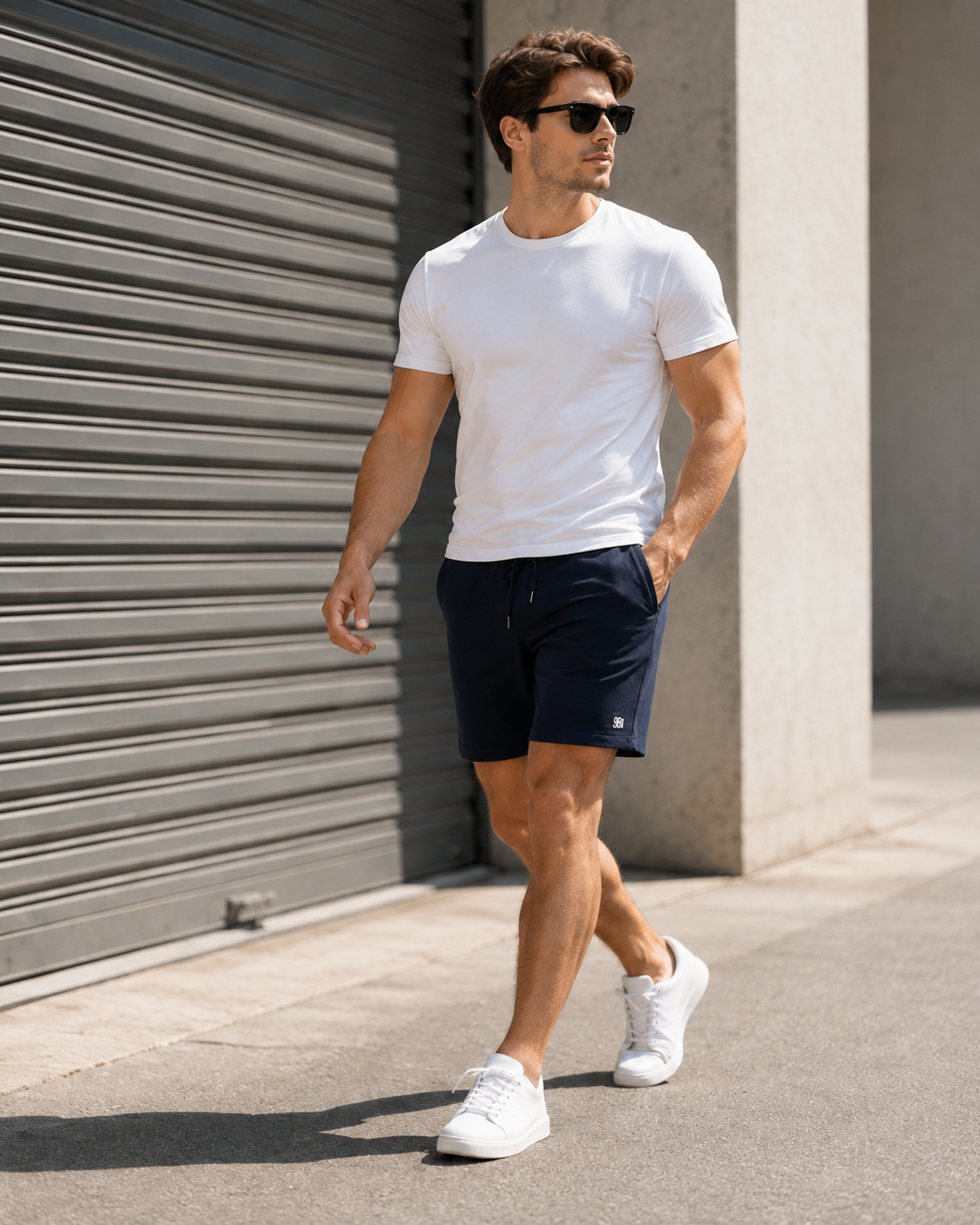 Men Navy Relaxed Fit Casual Shorts