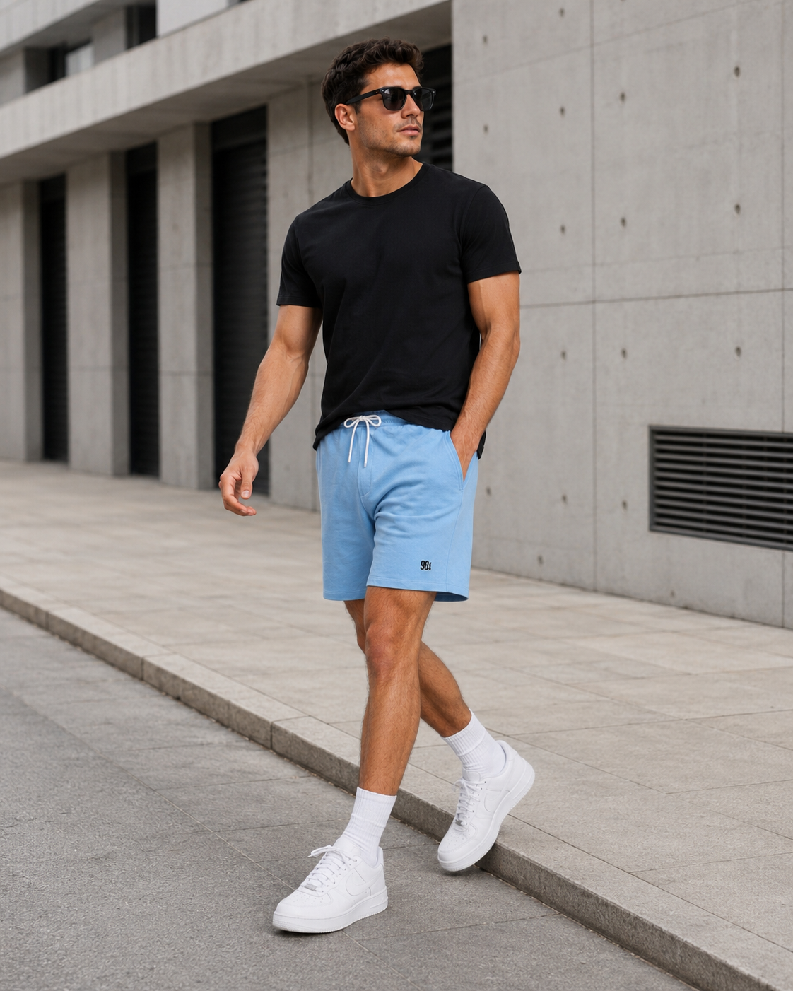 Men Sky Relaxed Fit Casual Shorts-4