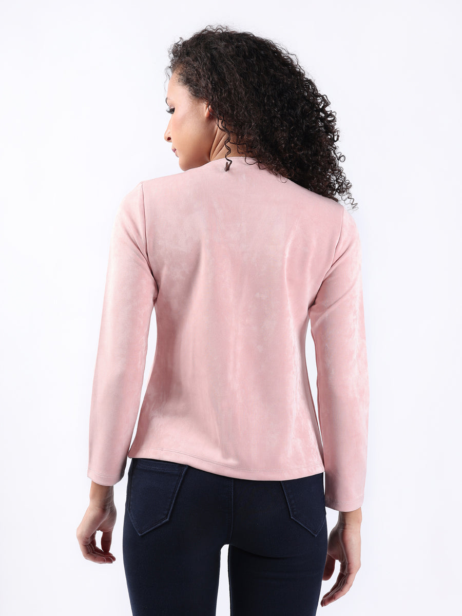 PEACH MELANGE FRONT OPEN BLAZER-6