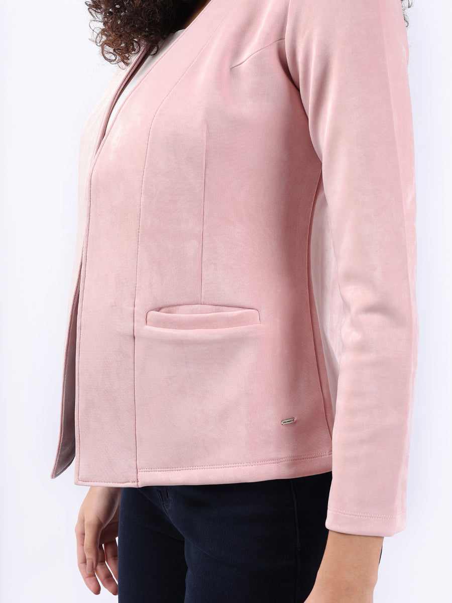PEACH MELANGE FRONT OPEN BLAZER-3