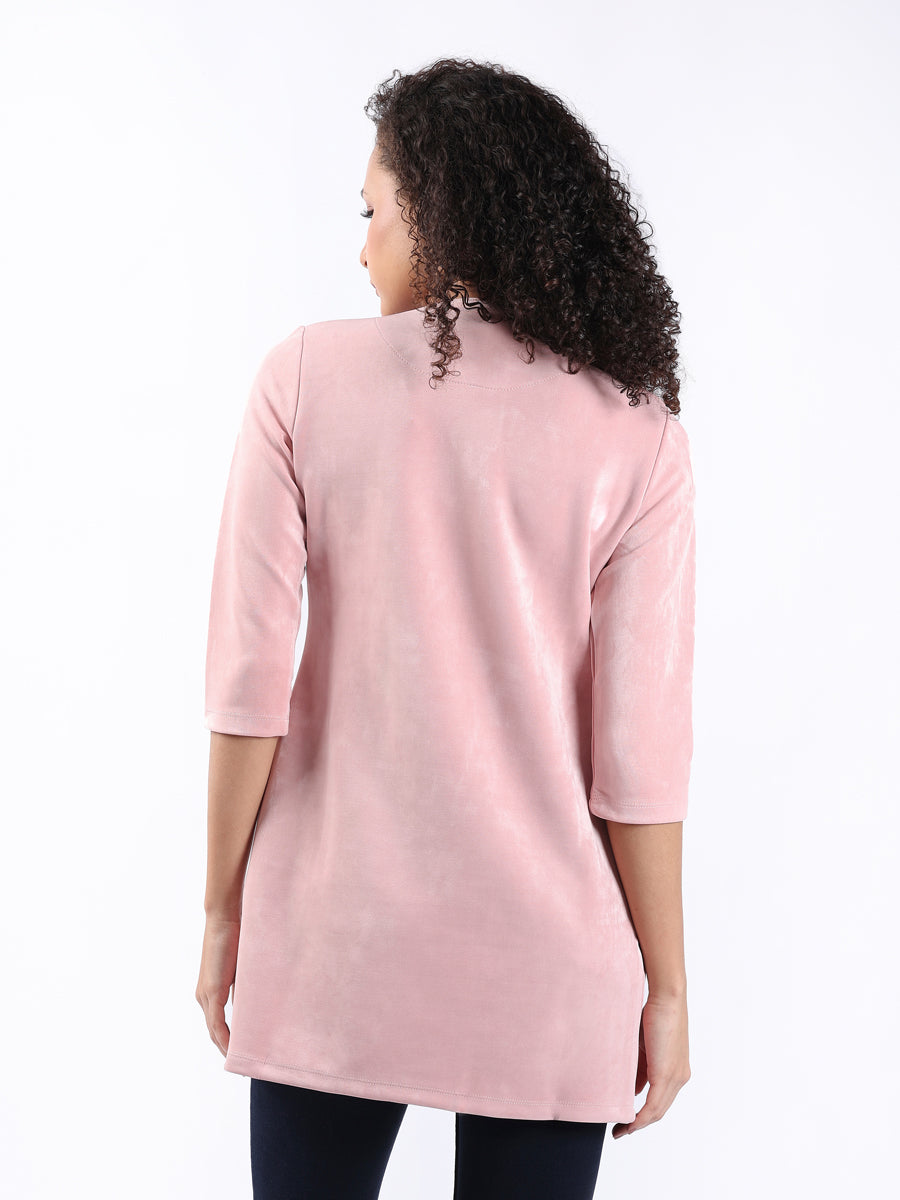 PEACH SUEDE LONGLINE CARDIGAN-4