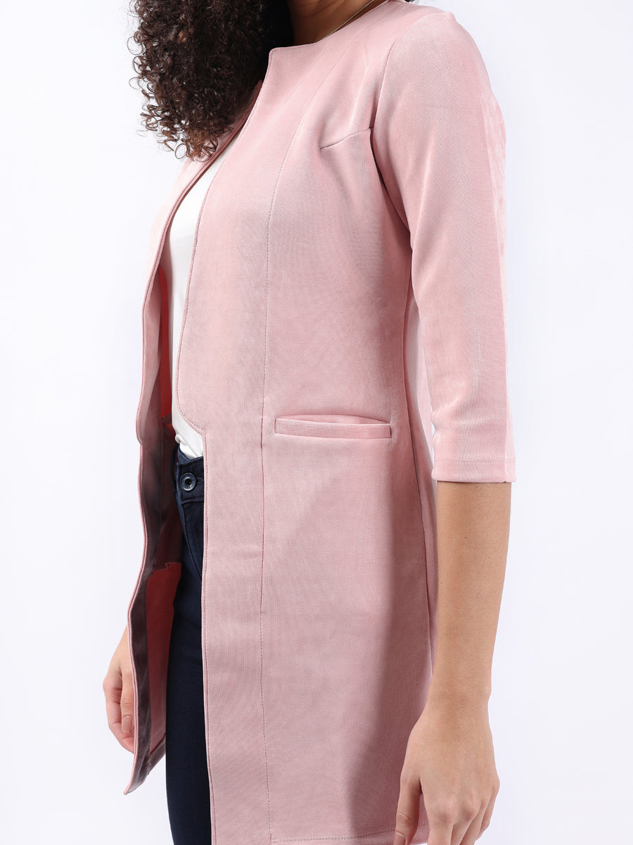 PEACH SUEDE LONGLINE CARDIGAN-5
