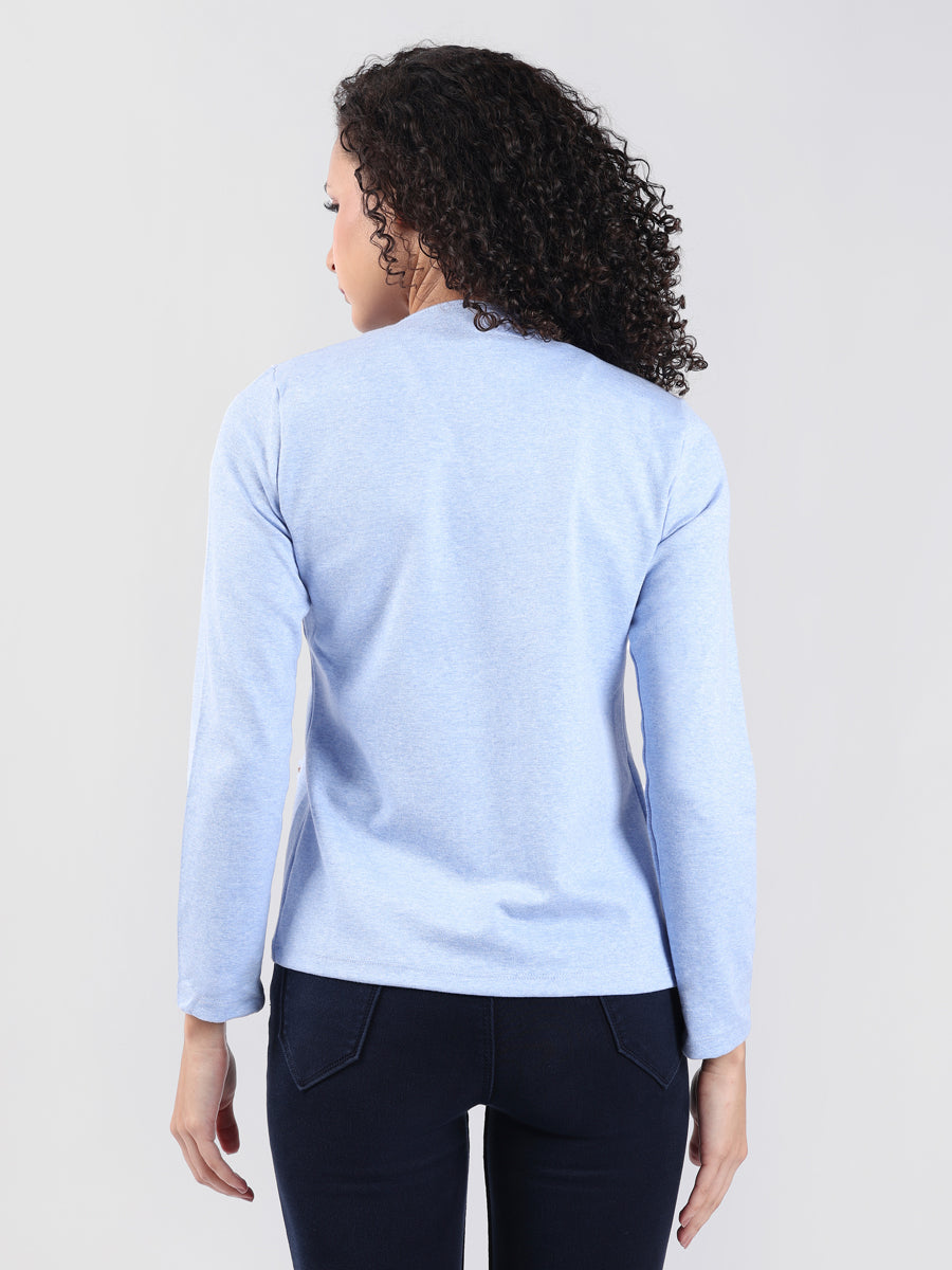 SKY MELANGE FRONT OPEN BLAZER-4