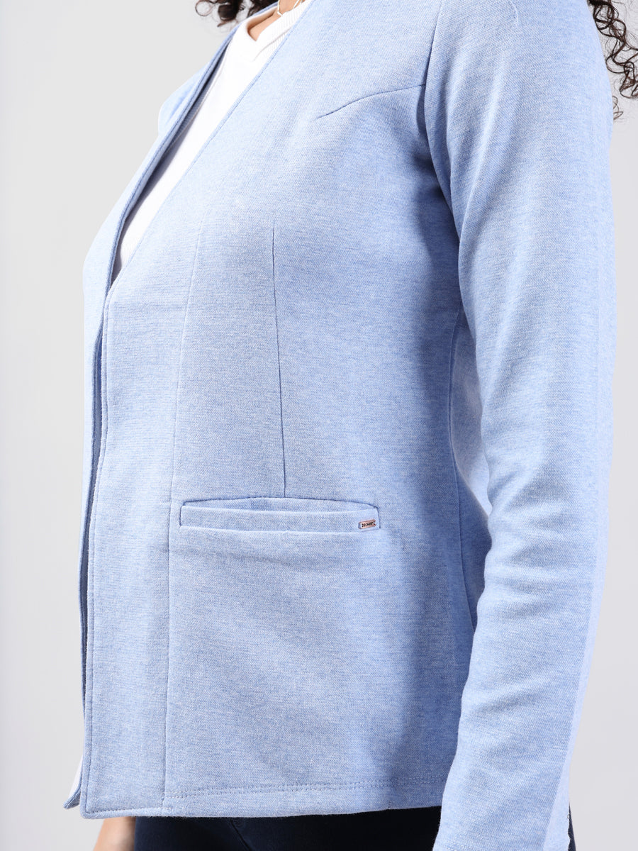 SKY MELANGE FRONT OPEN BLAZER-5