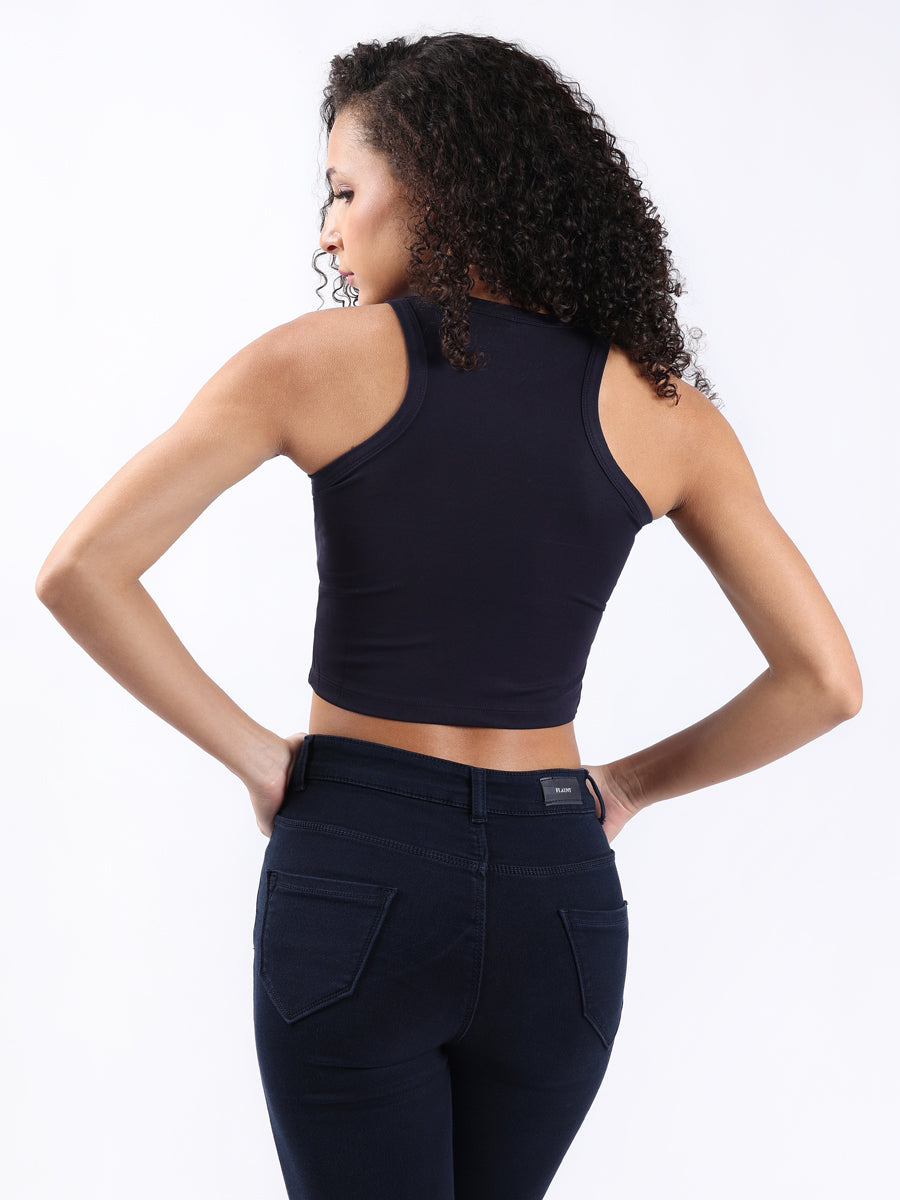 NAVY RIBBED CROP TANK TOP-5