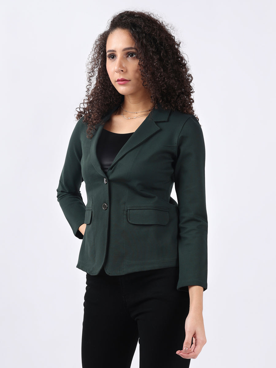 FOREST GREEN SINGLE-BREASTED BLAZER-3