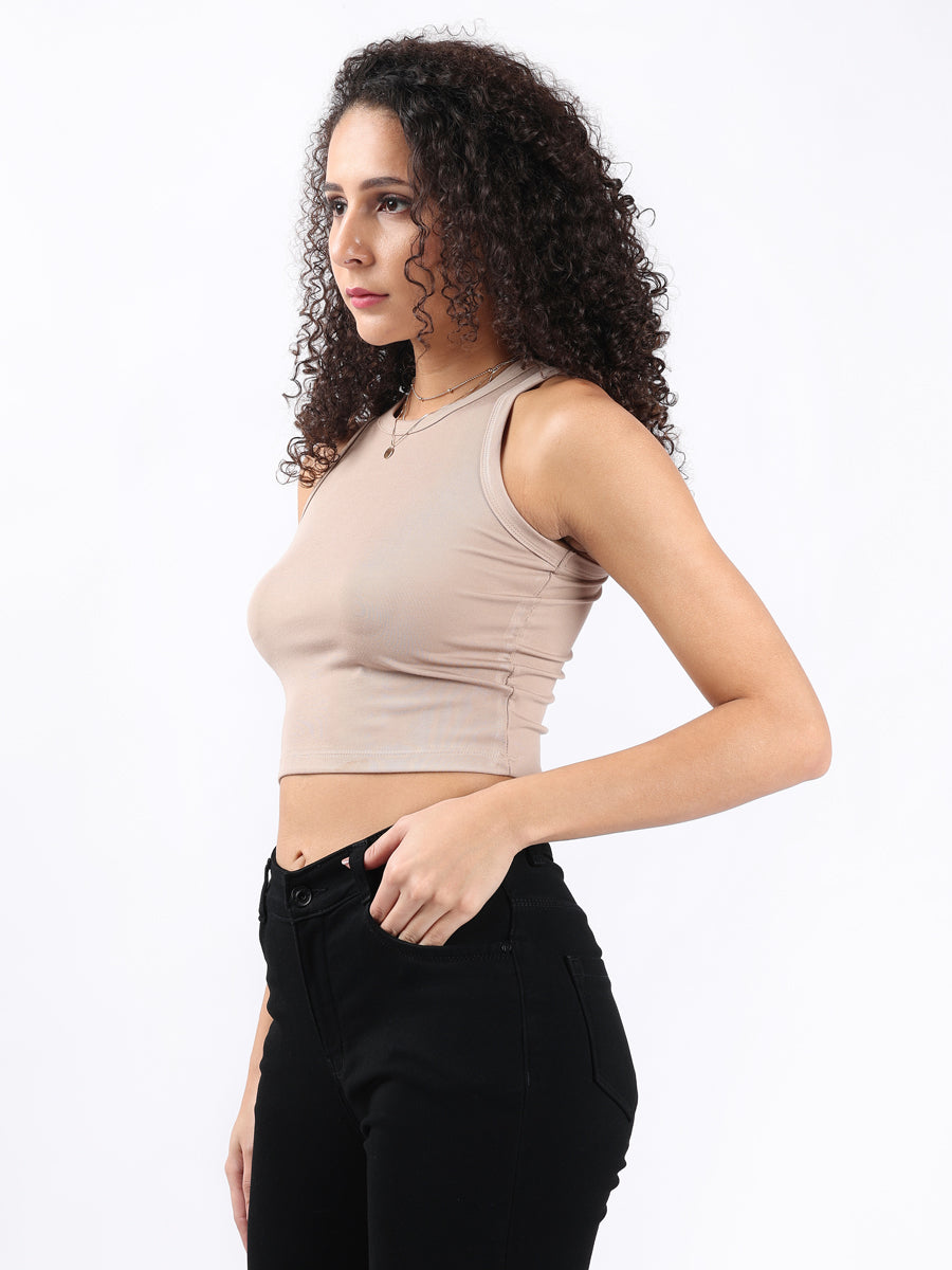 BEIGE RIBBED CROP TANK TOP-3