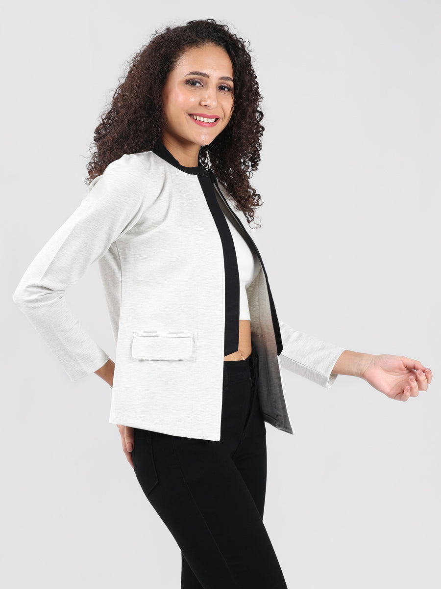 WHITE MANDARIN COLLAR FRONT OPEN BLAZER-3
