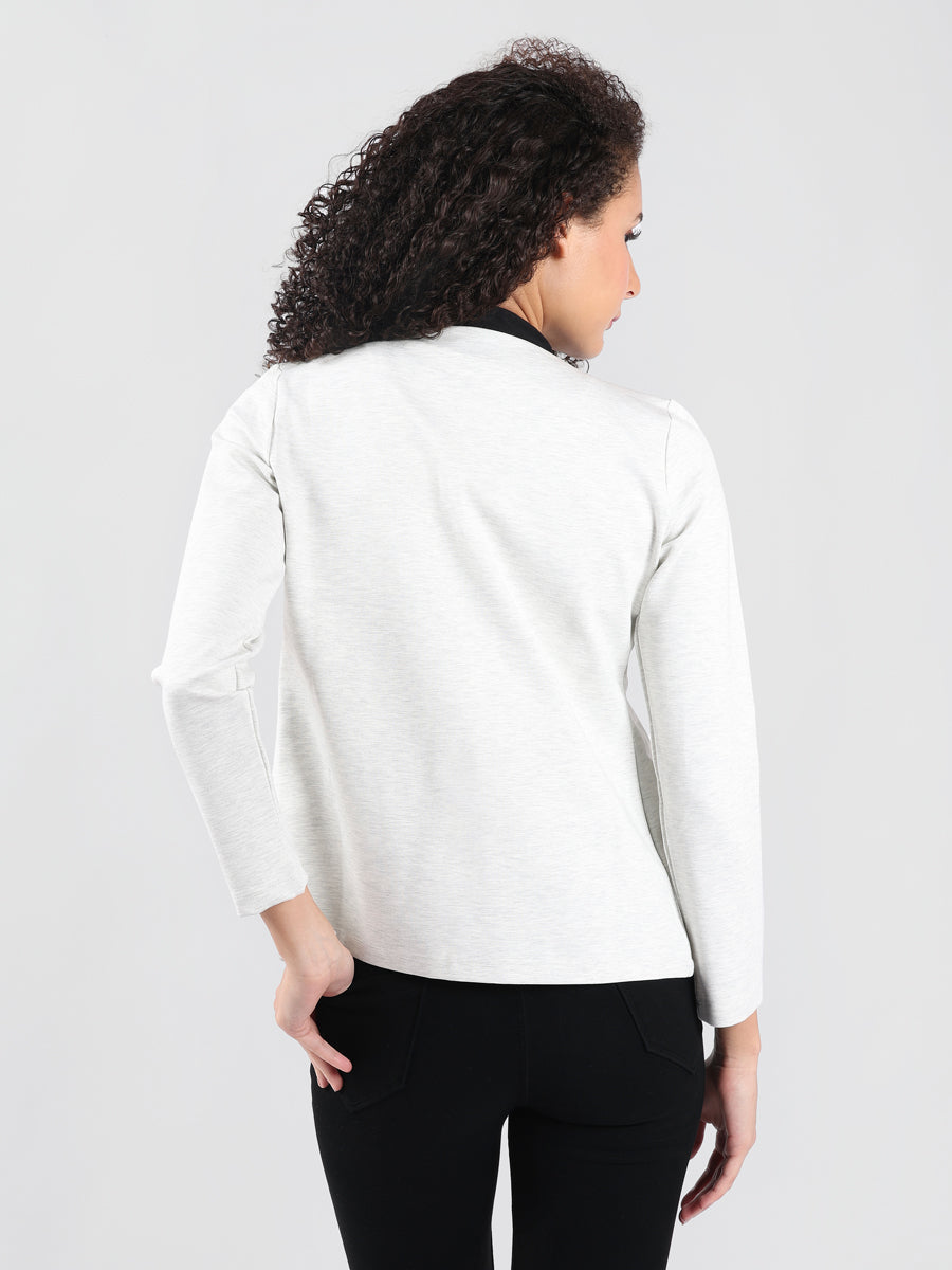 WHITE MANDARIN COLLAR FRONT OPEN BLAZER-4