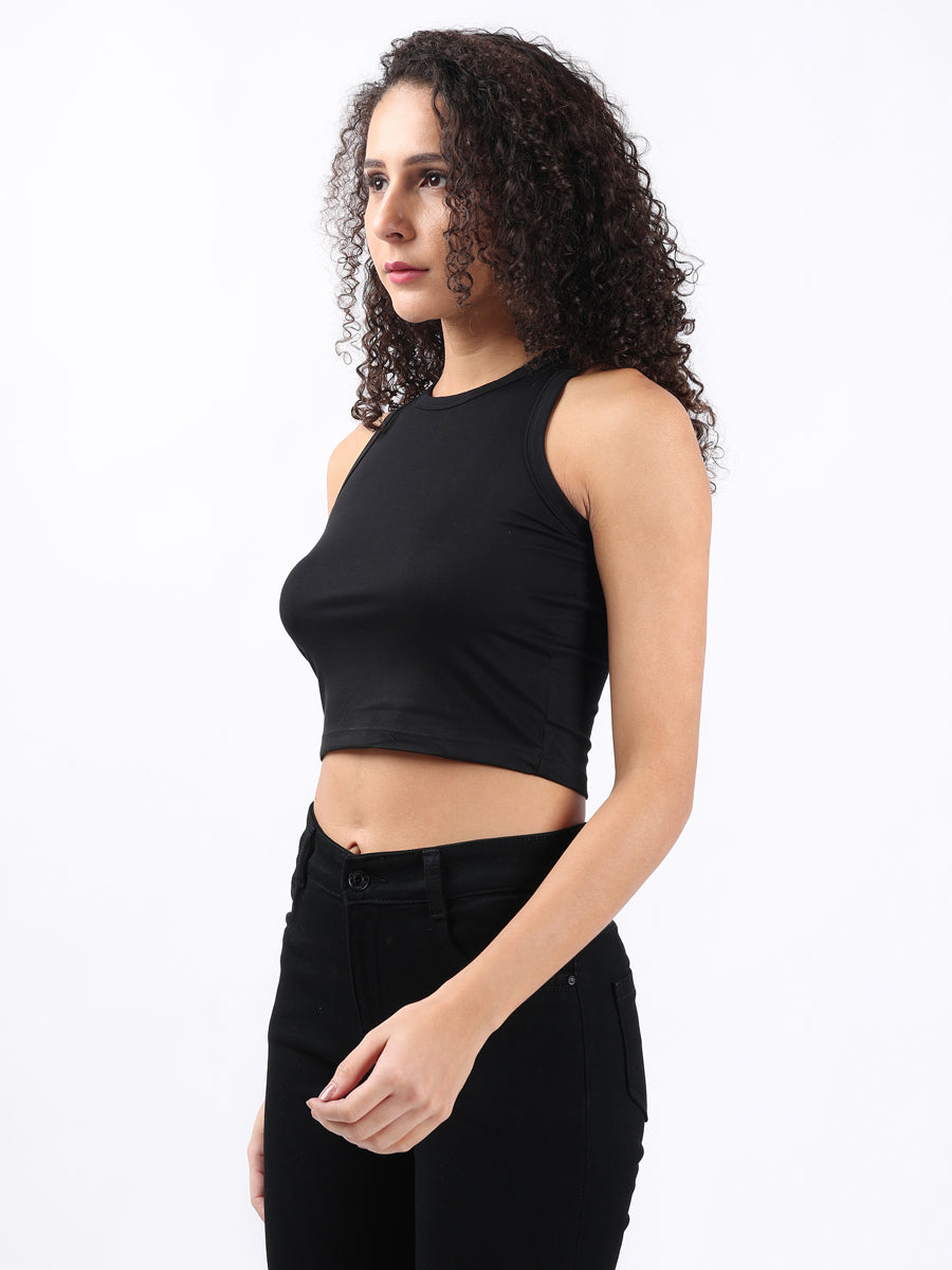 BLACK RIBBED CROP TANK TOP-3