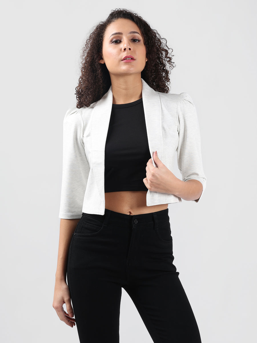WHITE  OVERLAP CROP SHRUG