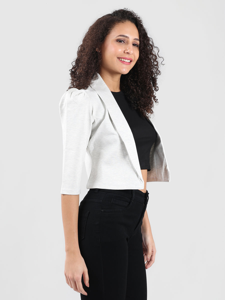 WHITE  OVERLAP CROP SHRUG