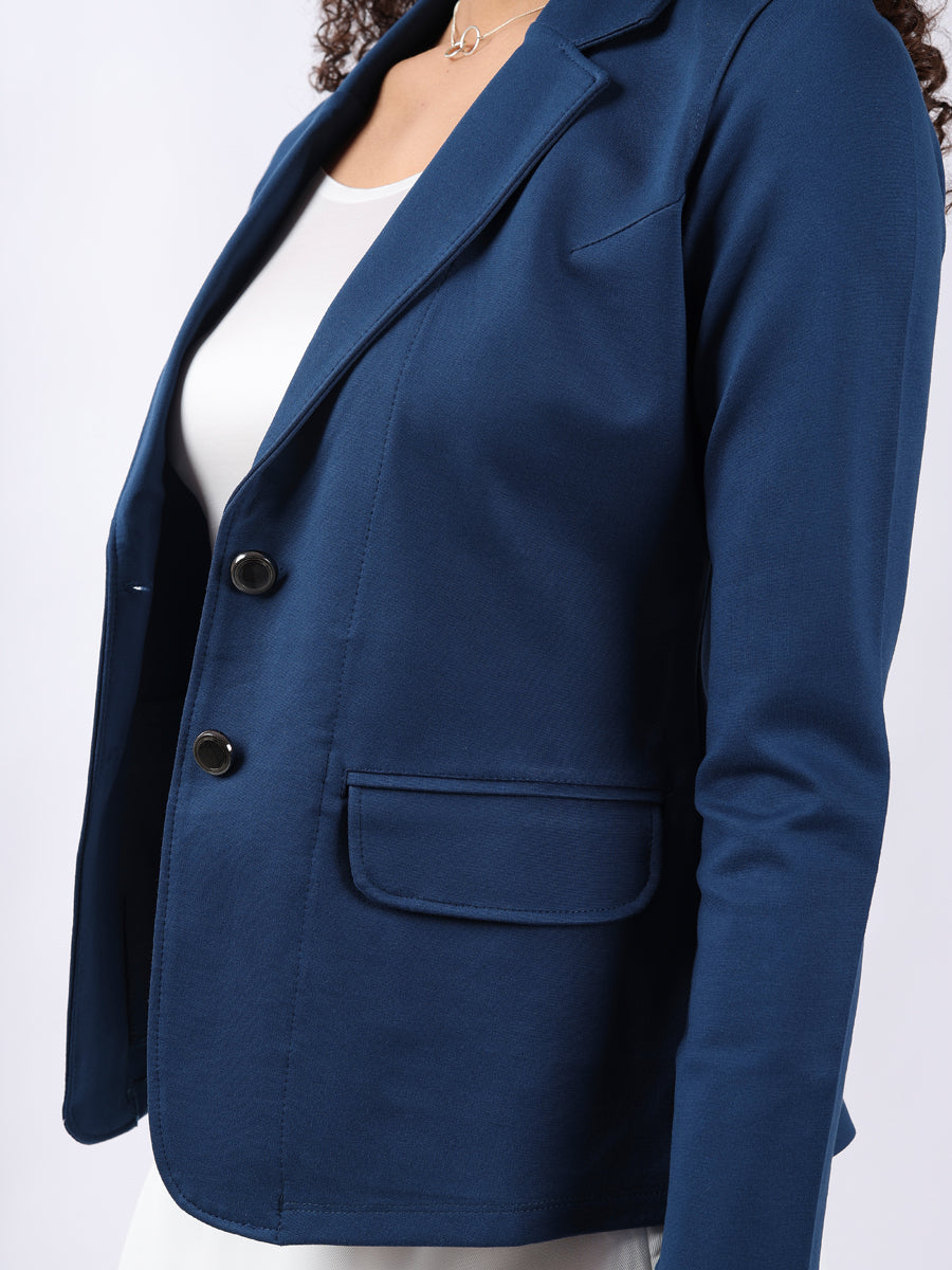 TEAL SINGLE-BREASTED BLAZER-4