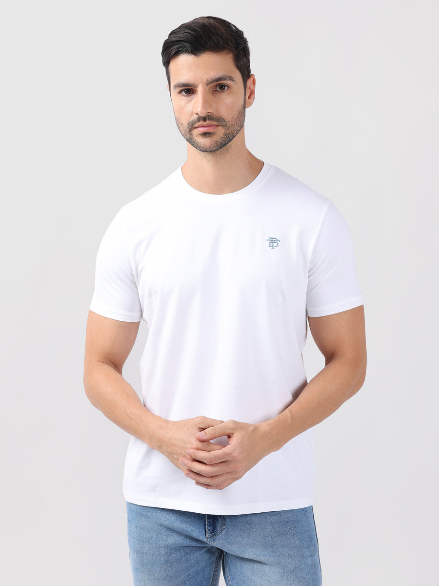 WHITE ROUND NECK LIGHT WEIGHT T-SHIRT