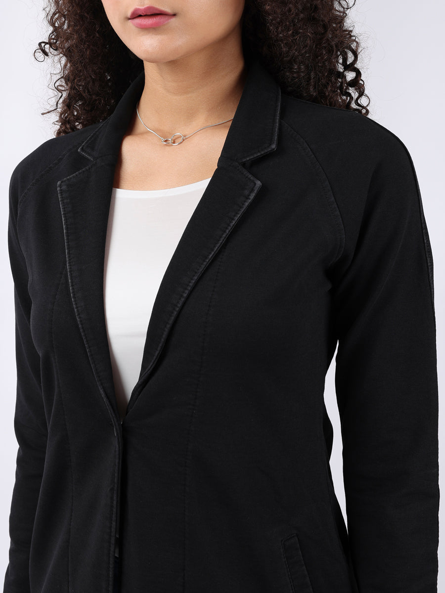 BLACK DENIM LONGLINE COAT-5