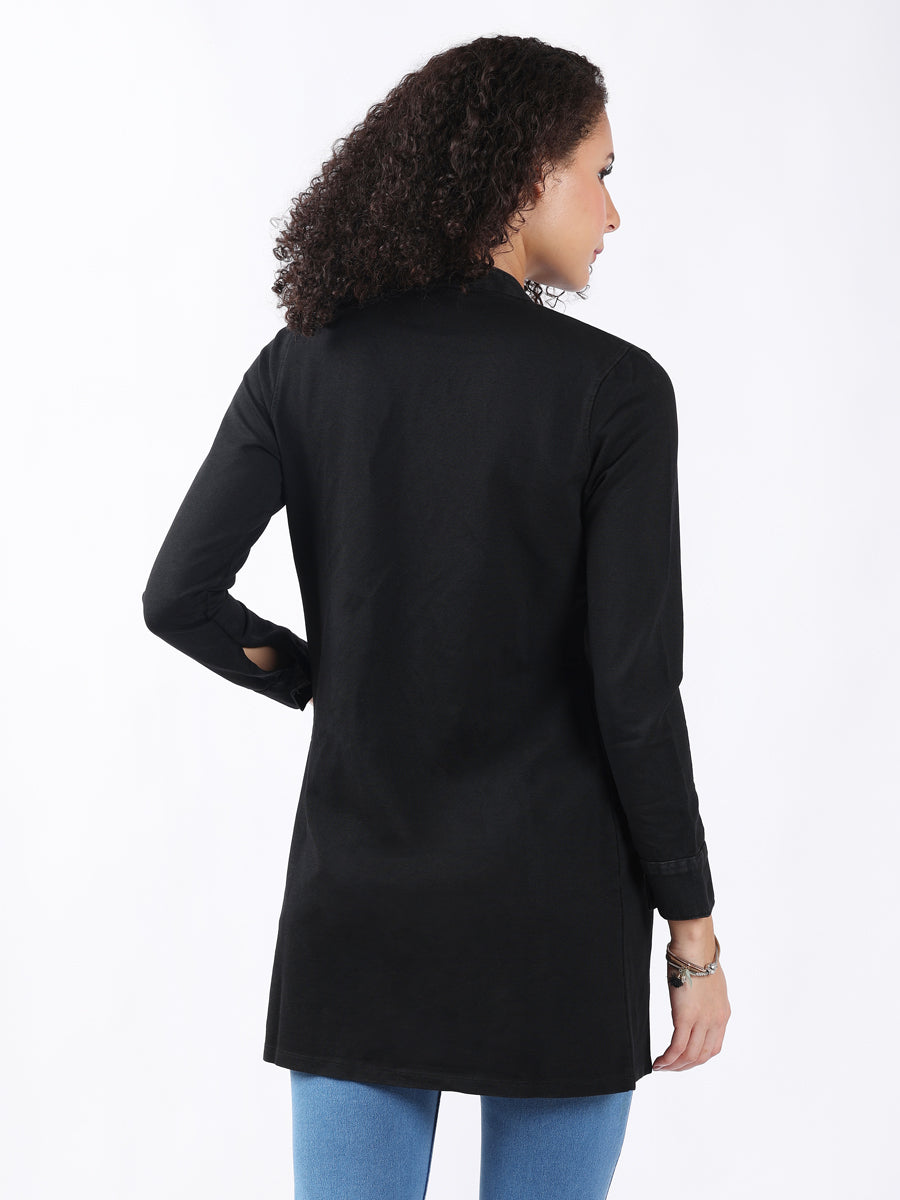 BLACK DENIM BUTTON DOWN JACKET-4