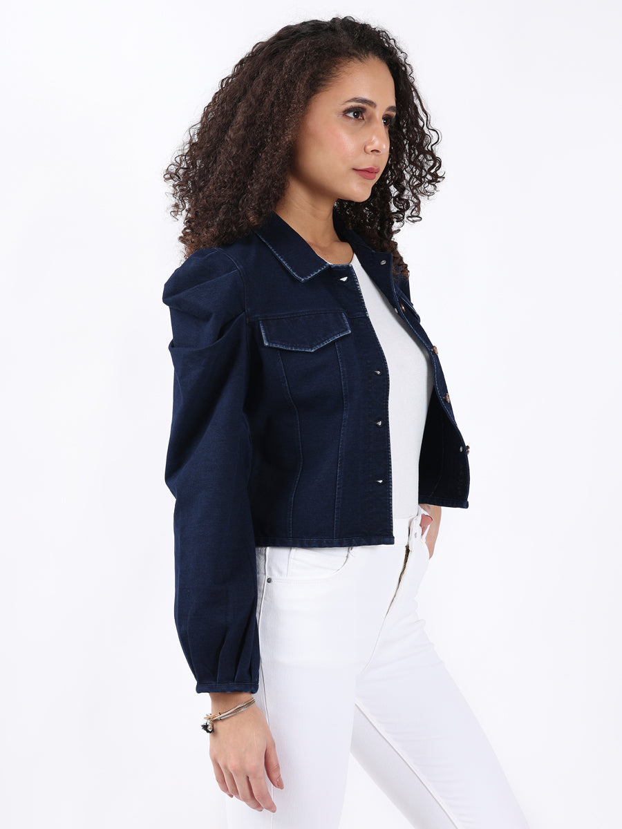 PUFF-SLEEVED BLUE DENIM JACKET-4