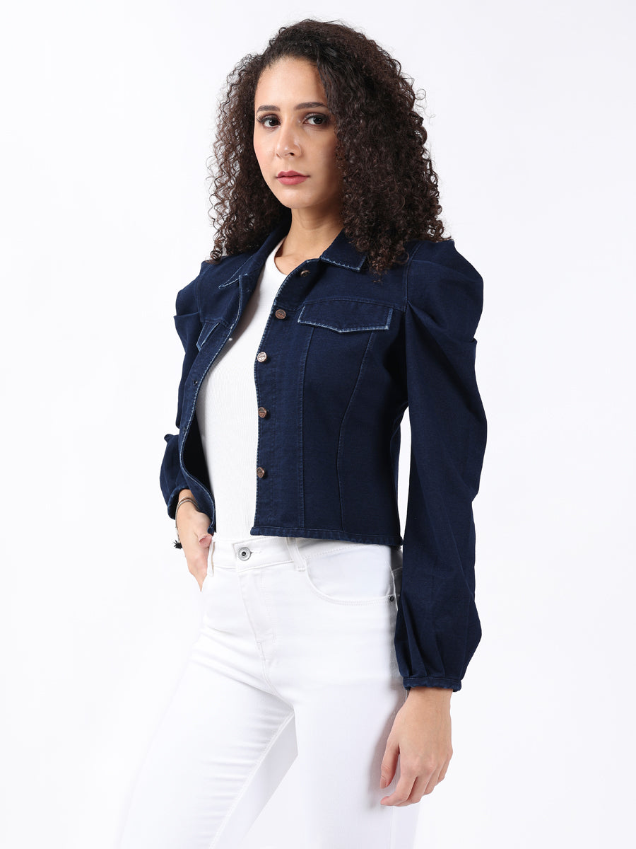 PUFF-SLEEVED BLUE DENIM JACKET-3