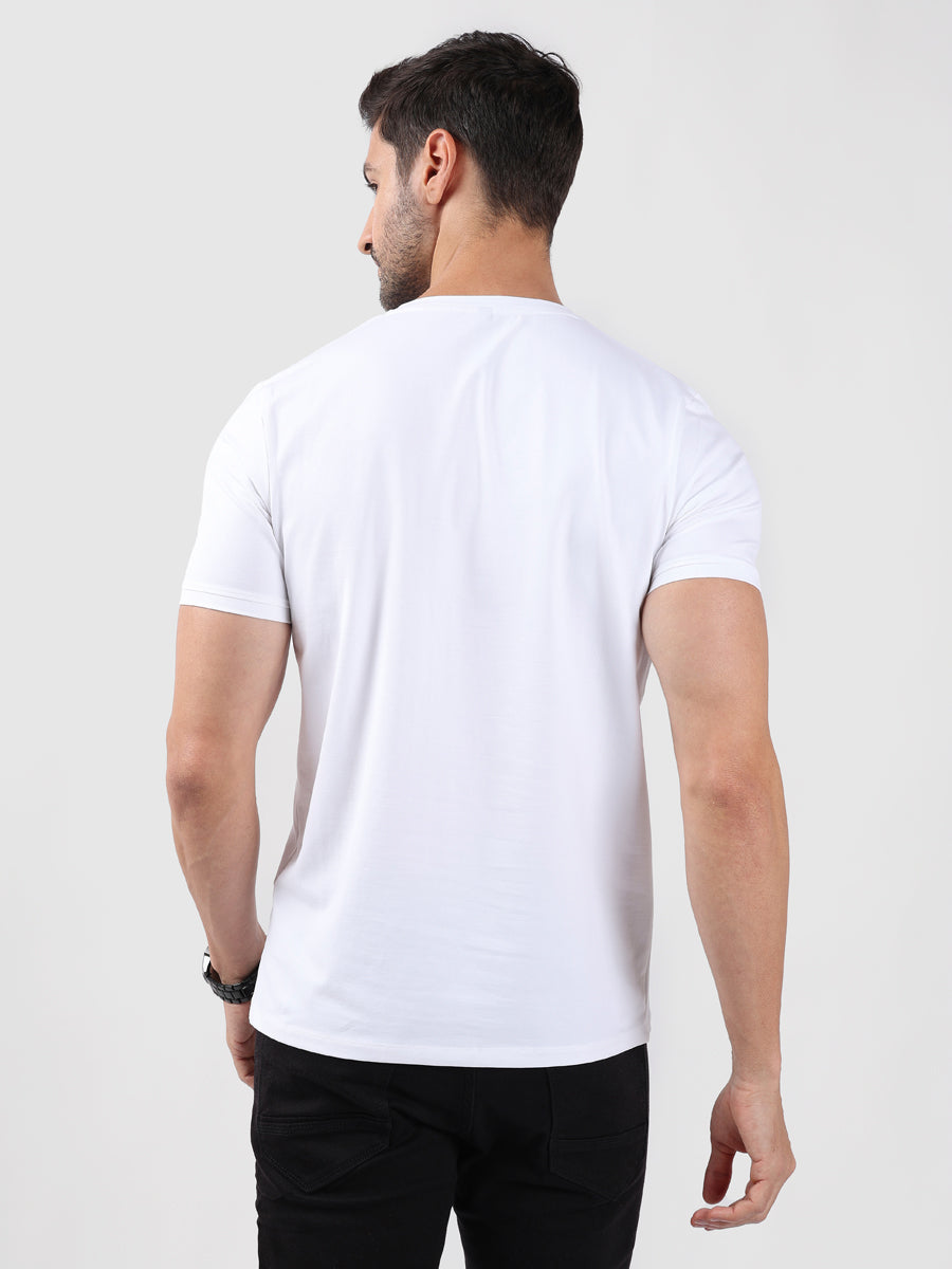 WHITE V-Neck light weight t-shirt-5
