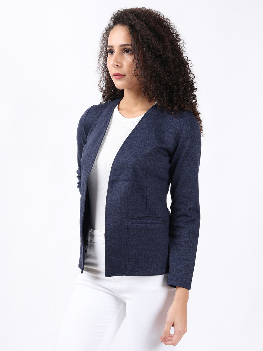 INDIGO MELANGE FRONT OPEN BLAZER-3