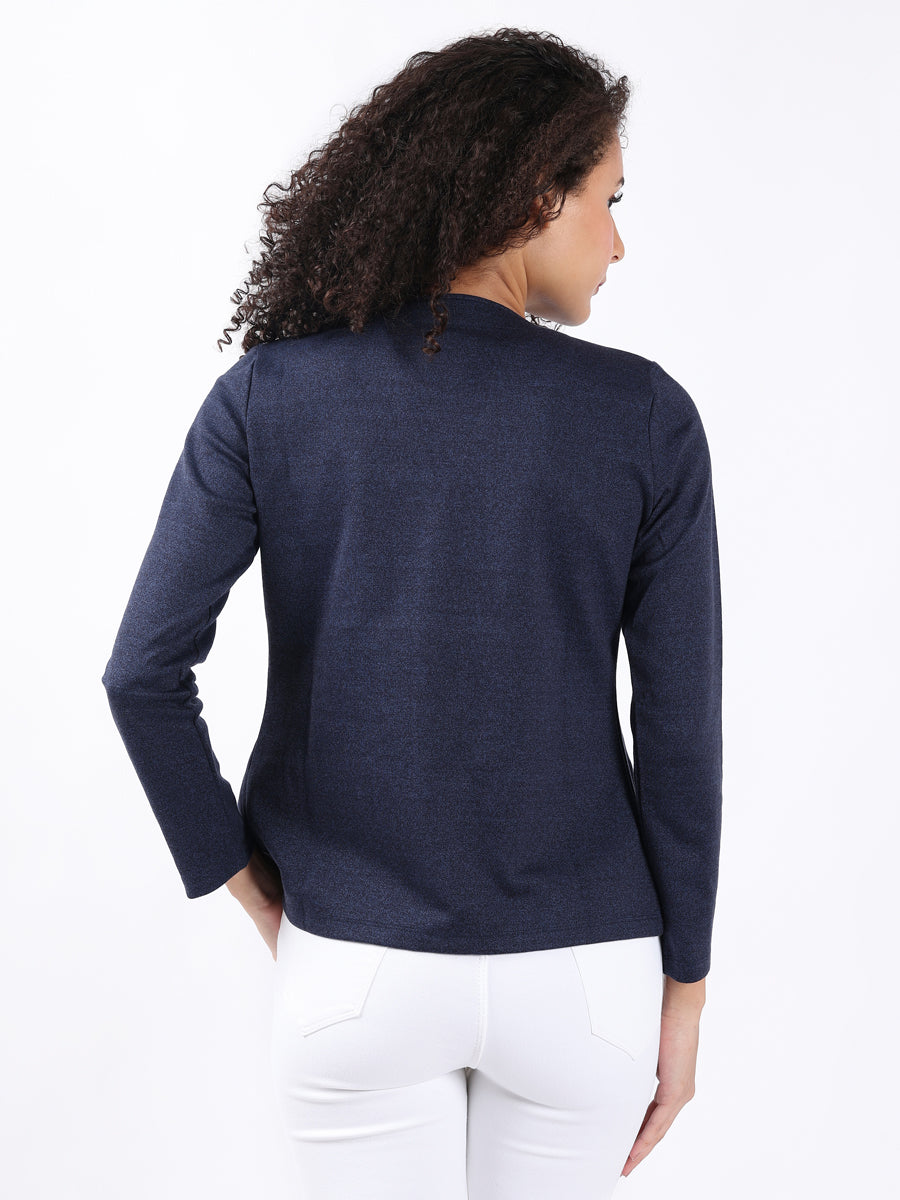 INDIGO MELANGE FRONT OPEN BLAZER-4