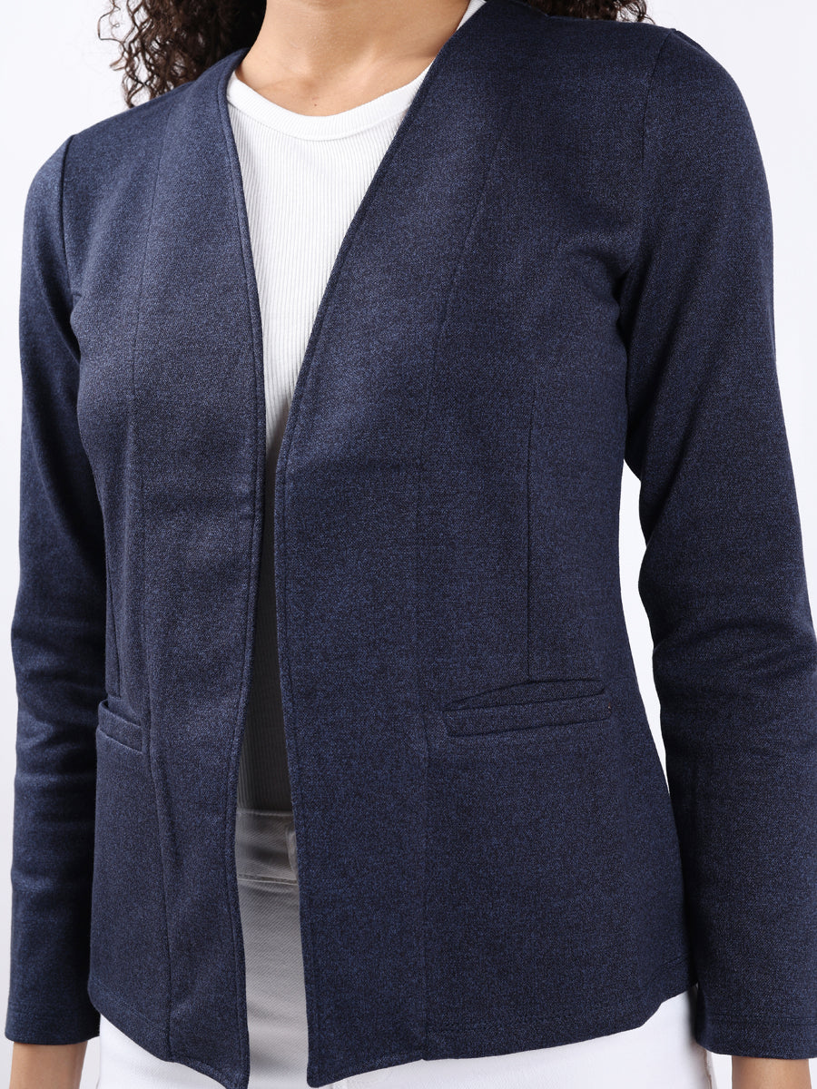INDIGO MELANGE FRONT OPEN BLAZER-5
