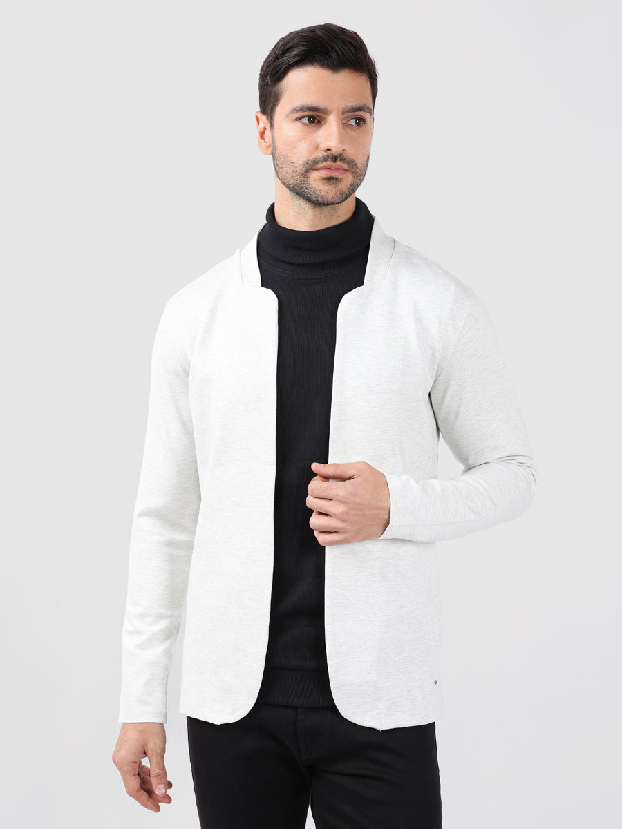 Men’s White Textured Knit Cardigan