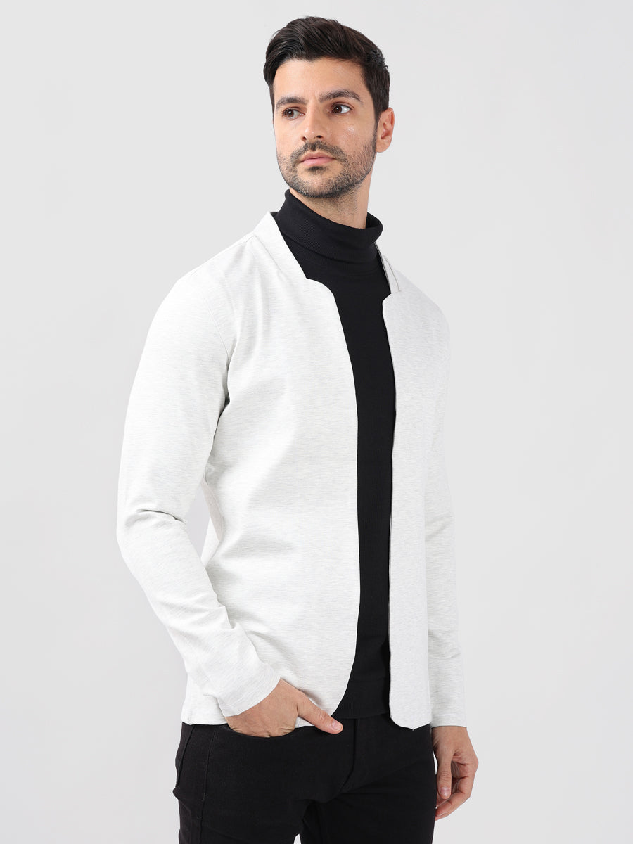 Men’s White Textured Knit Cardigan