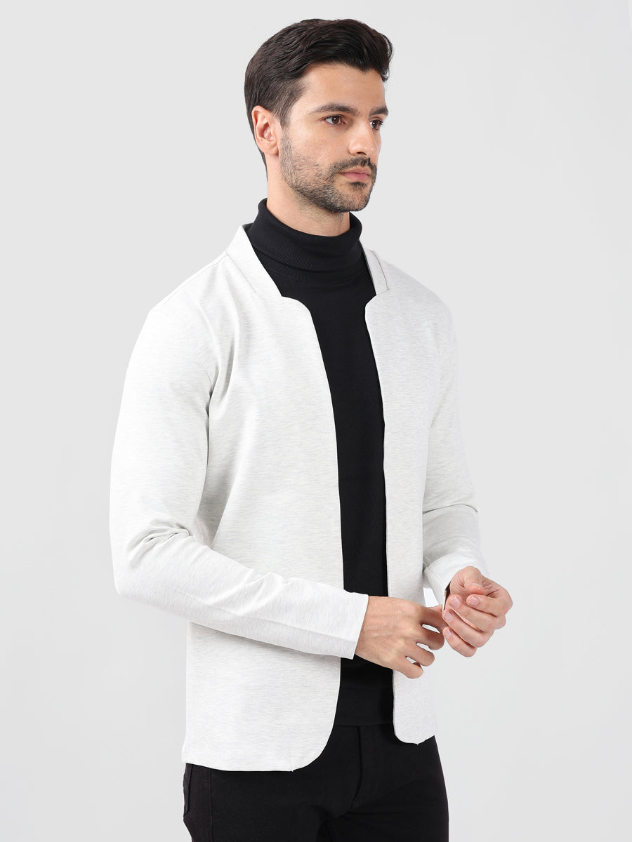 Men’s White Textured Knit Cardigan-4