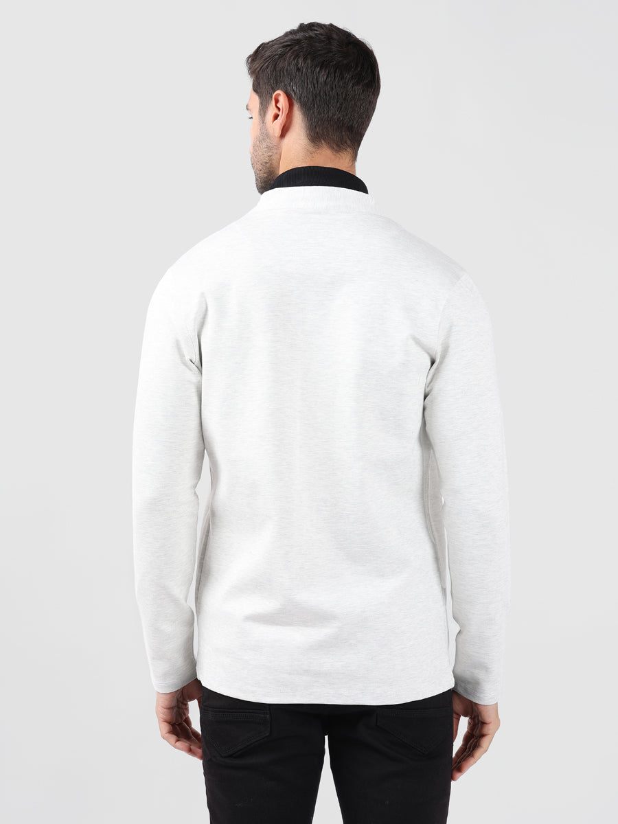 Men’s White Textured Knit Cardigan-5