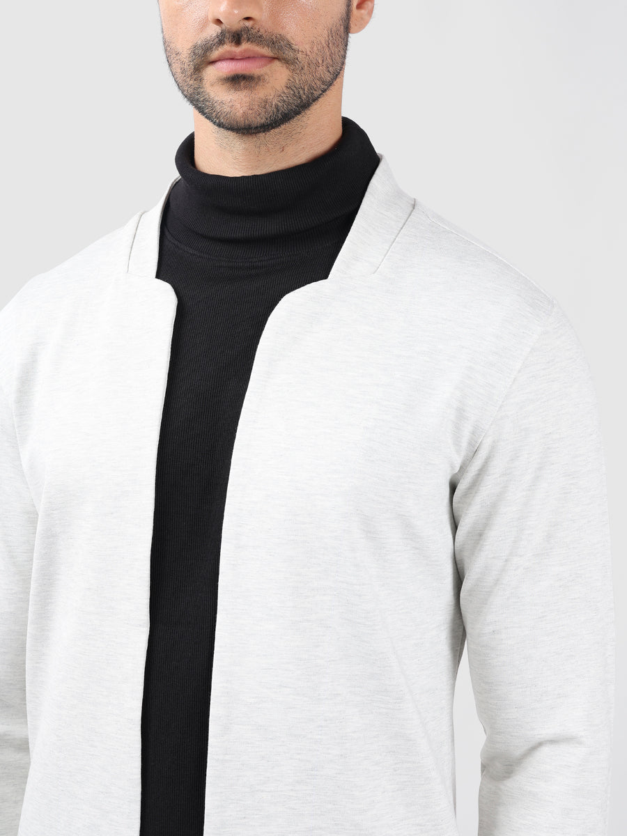 Men’s White Textured Knit Cardigan-3